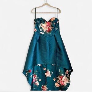 Floral Strapless High-Low Dress